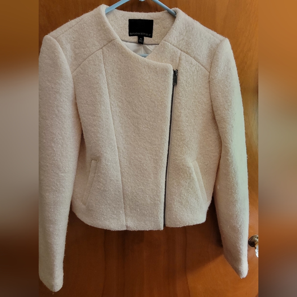 Banana Republic Cream Boiled Wool/Polyester Blend Jacket